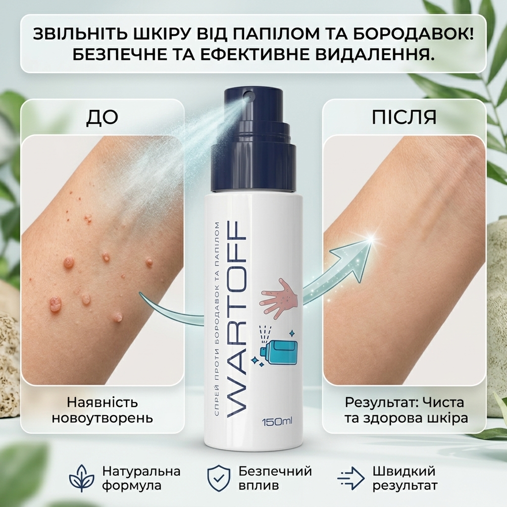 WARTOFF СПРЕЙ ПРОТИ БОРОДАВОК ТА ПАПІЛОМ